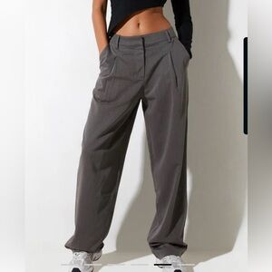 Motel Sakaria Wide Leg Trouser In Tailoring Charcoal